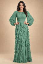 A-Line/Princess Scoop Neck Chiffon Maxi Mother of the Bride & Groom Dresses with Ruffles (SHI22501599)