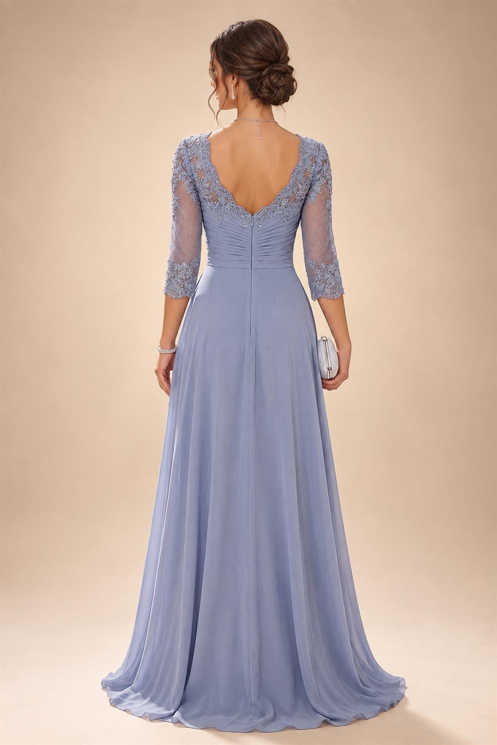 A-Line/Princess Sweetheart Chiffon Maxi Mother of the Bride & Groom Dresses with Lace Appliques & Ruched Bodice (SHI22501637)