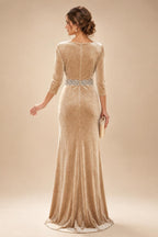 Sheath/Column Scoop Neck Velvet Floor-Length Mother of the Bride & Groom Dresses with Rhinestones (SHI22501640)