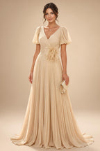 Scoop Neck Chiffon Floor-Length Mother of the Bride & Groom Jumpsuit with Lace Appliques (SHI22501558)