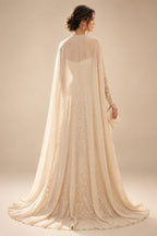 A-Line/Princess Strapless Lace Appliques Floor-Length Mother of the Bride & Groom Dresses with Pleats, Ruched Waist & Sweep Train (SHI22501664)