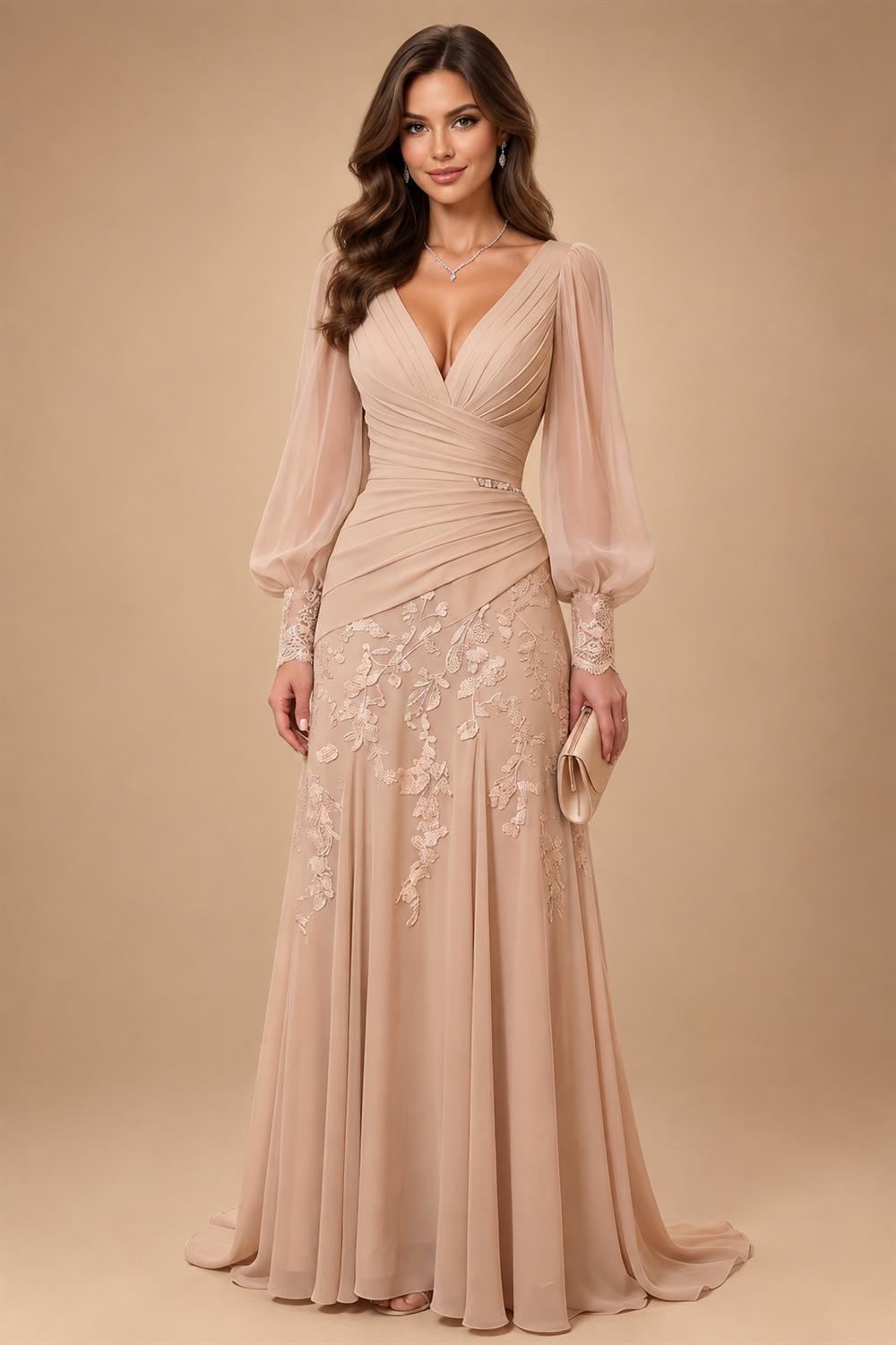 A-Line/Princess Scoop Neck Chiffon Maxi Mother of the Bride & Groom Dresses with Ruffles (SHI22501599)