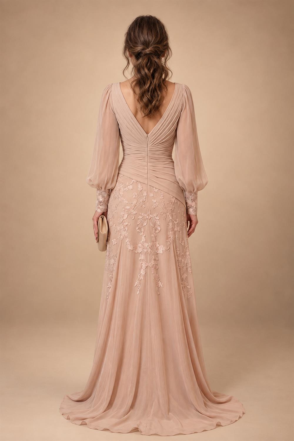 A-Line/Princess V-Neck Chiffon Floor-Length Mother of the Bride & Groom Dresses with Lace Appliques & Ruffles (SHI22501563)