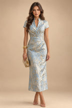 Jacquard A-Line/Princess Strapless Mini Homecoming Dresses with Bow & Pearls (SHI22370329)