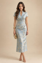 Satin Scoop Neck Mother of the Bride & Groom Dresses with 3D Flower (SHI22500338)