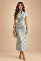 Pantsuit Scoop Neck Satin Maxi Mother of the Bride Pantsuits with Fluffy Feather Trim Cuffs (SHI22501692)