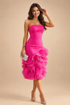 Jacquard A-Line/Princess Strapless Mini Homecoming Dresses with Bow & Pearls (SHI22370329)