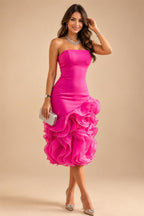 Satin Bodycon Strapless Short Homecoming Dresses with Corset Bodice & Sash (SHI22370318)