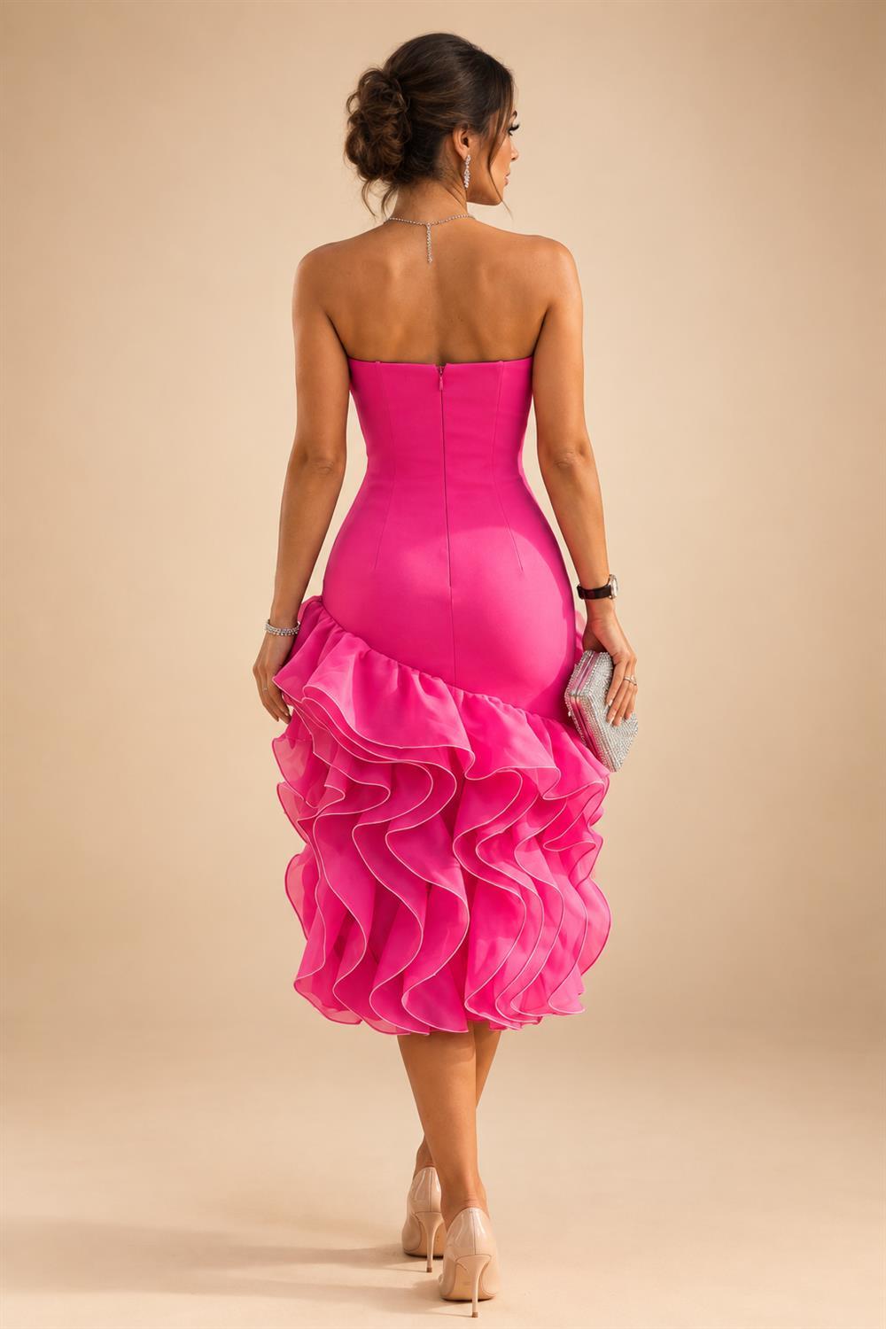 Cape Sleeve Floral Jacquard Satin Tea-Length Ruched Mother of the Bride Dresses 2 Piece (SHIA22500528)