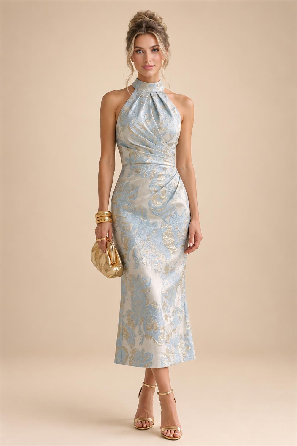 A-Line/Princess V-Neck Floral Print High-Low Mother of the Bride & Groom Dresses with Ruched Bodice (SHI22501569)