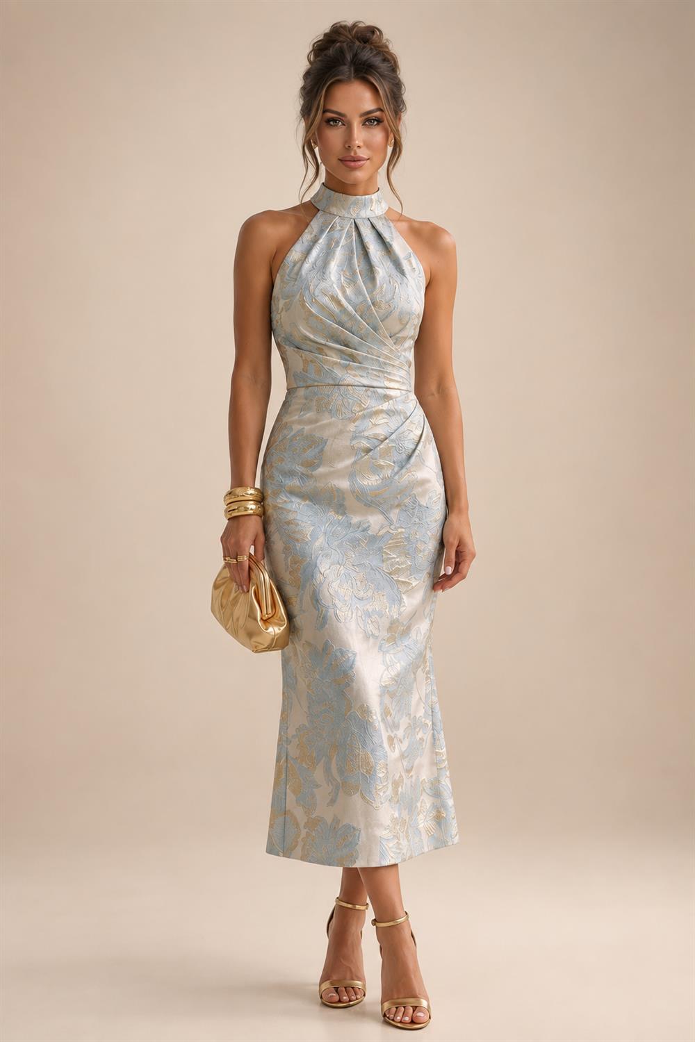 Sheath Chiffon Floral Print Cape Sleeves Mother of the Bride & Groom Dresses for Formal Wedding (SHI22500682)