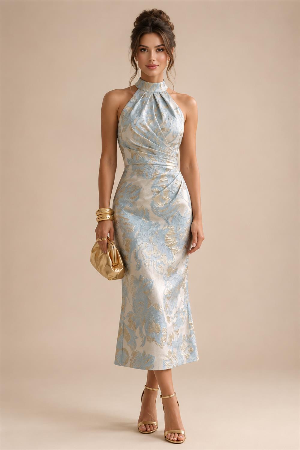 Sheath Chiffon Cape Sleeves Maxi Mother of the Bride & Groom Dresses with Ruched Waist (SHI22500727)
