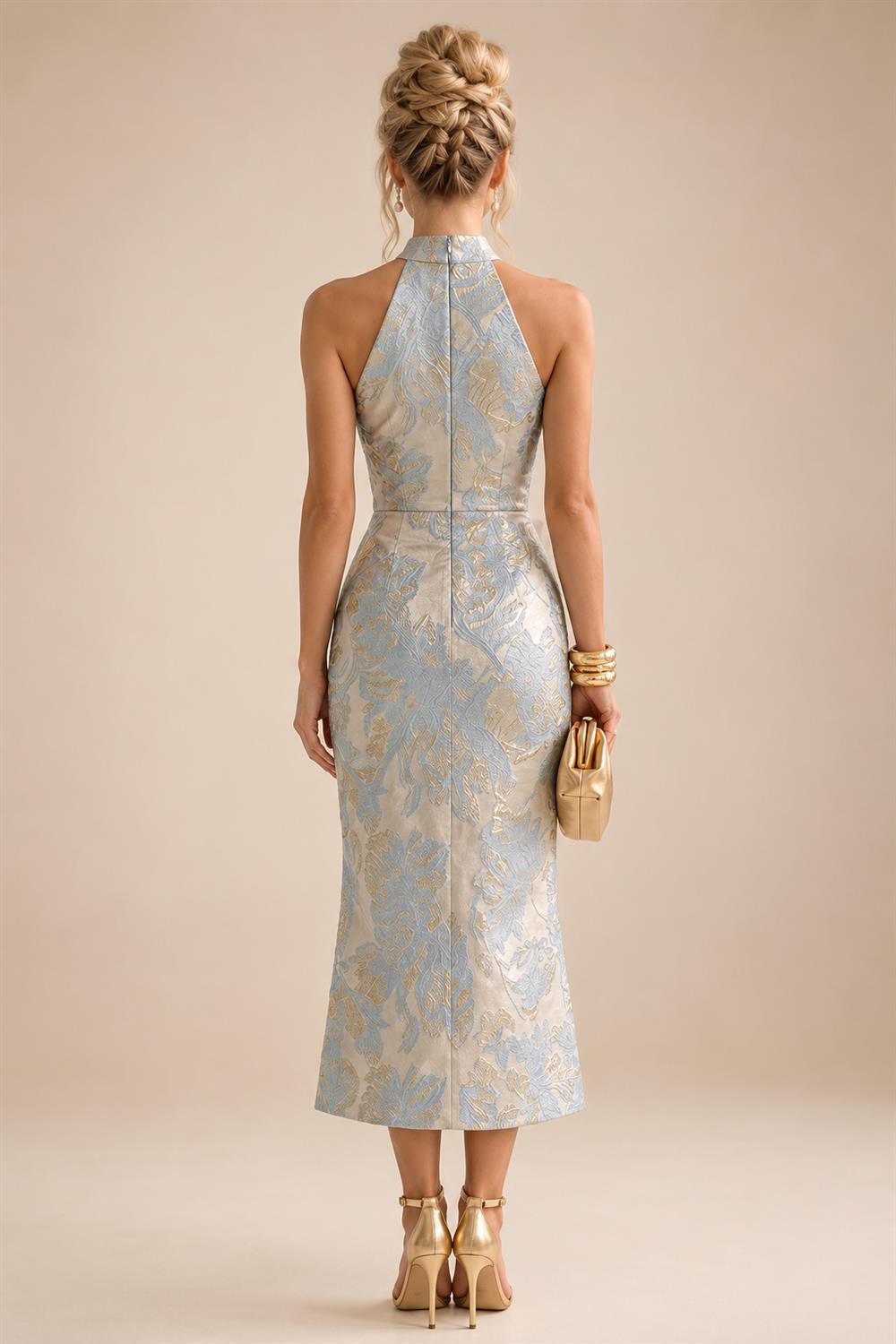 Sheath Chiffon Floral Print Cape Sleeves Mother of the Bride & Groom Dresses for Formal Wedding (SHI22500682)