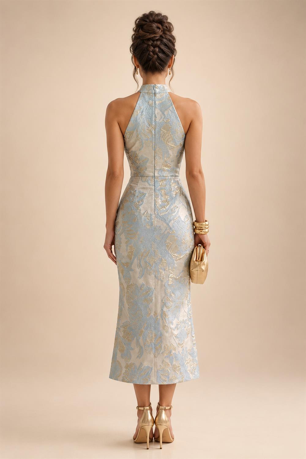 Sequin Floral A-Line/Princess V-Neck Floor-Length Mother of the Bride & Groom Dresses with 3D Flowers & Pleats (SHI22501348)