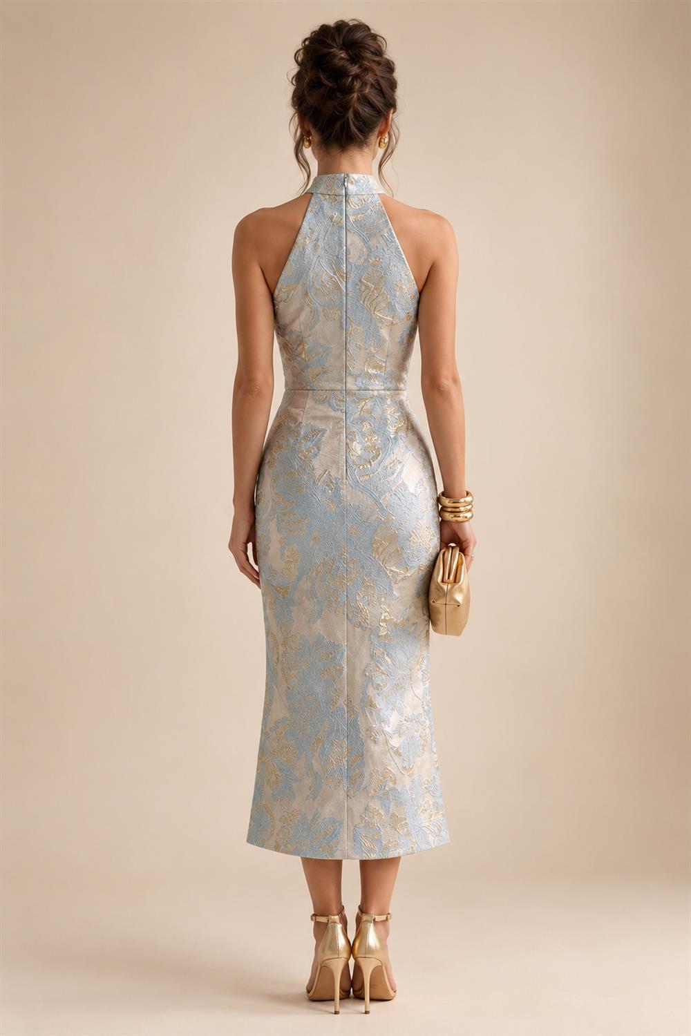 Sheath/Column Scoop Neck Satin Tea-Length Mother of the Bride & Groom Dresses with Ruched Waist & Rhinestones (SHI22501657)