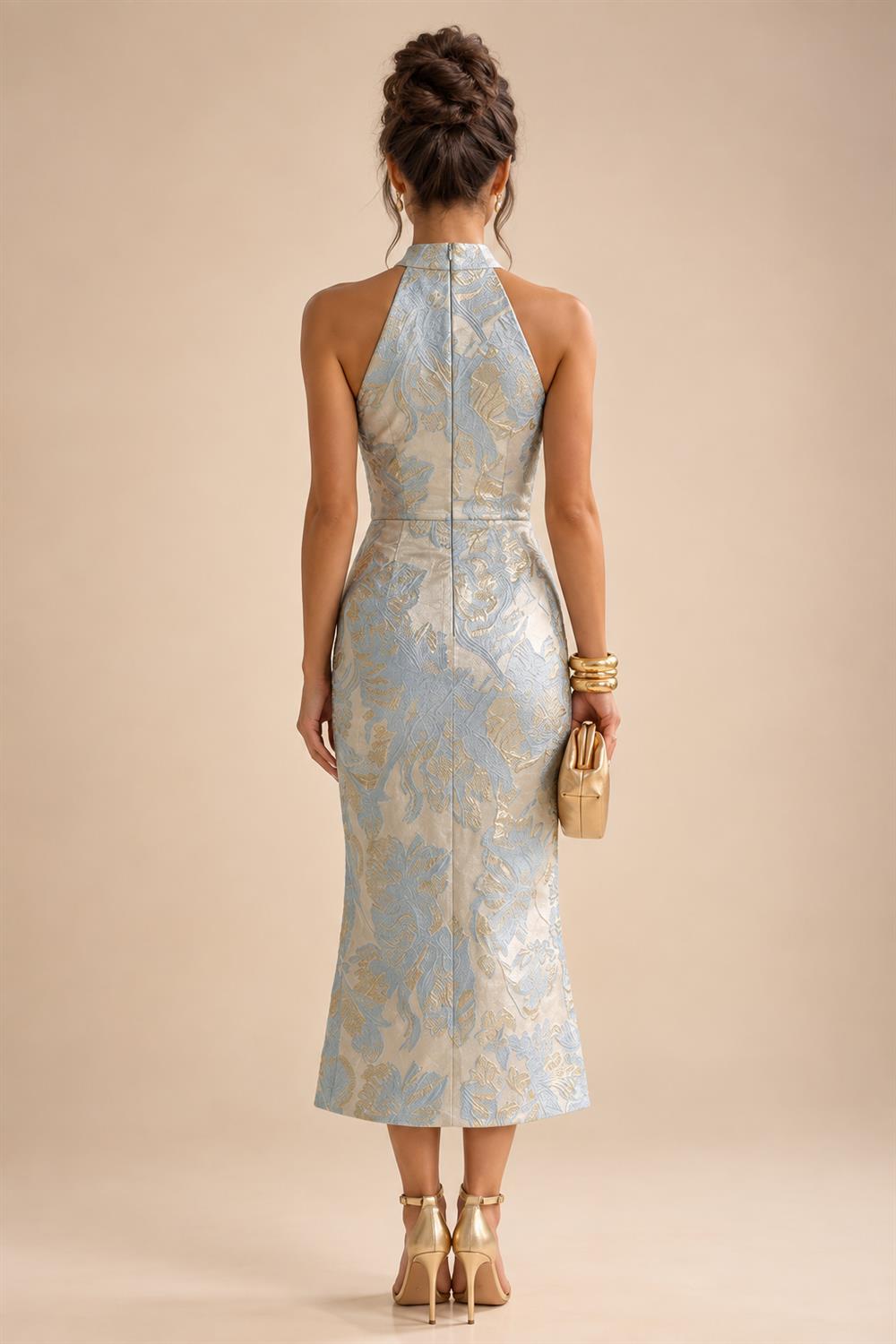 A-Line/Princess V-Neck Floral Embroidery Maxi Mother of the Bride & Groom Dresses with Ruched Waist (SHI22501624)