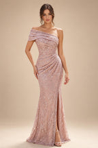 Sheath/Column Off Shoulder Chiffon Floor-Length Mother of the Bride & Groom Dresses with Lace Appliques (SHI22501551)