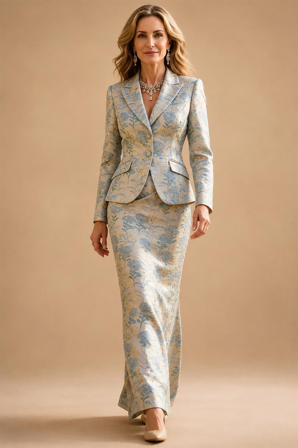 Two-Piece Mermaid Long Sleeve Floor-Length Mother of the Bride Dresses with Blazer Jacket (SHIA22500213)