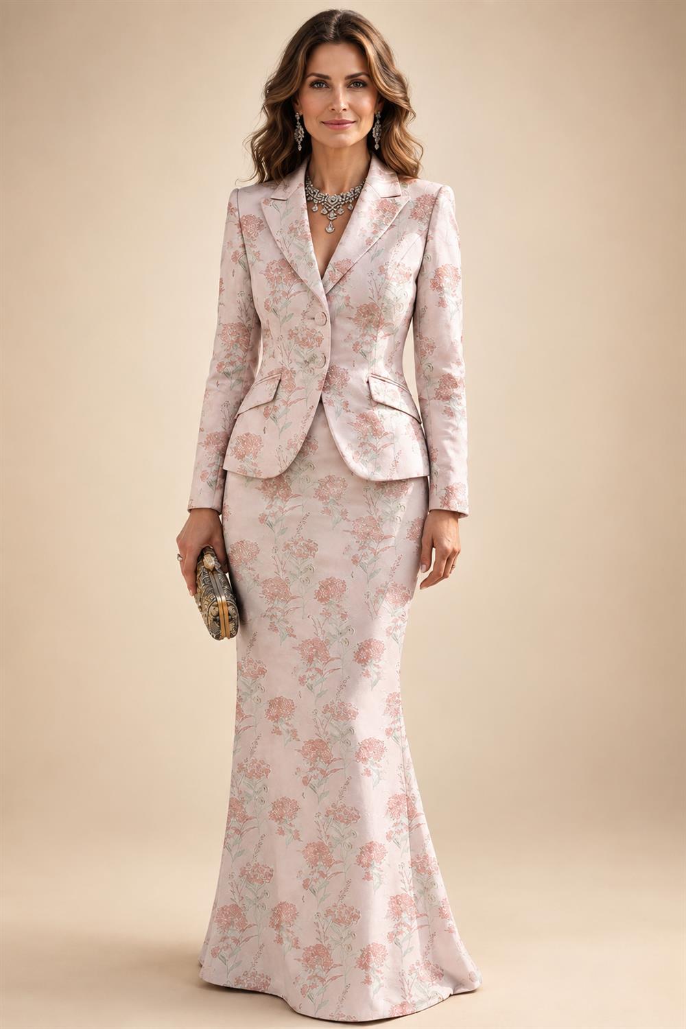 Two-Piece Mermaid Long Sleeve Floor-Length Mother of the Bride Dresses with Blazer Jacket (SHIA22500213)