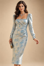 Sheath Chiffon Cape Sleeves Maxi Mother of the Bride & Groom Dresses with Ruched Waist (SHI22500727)