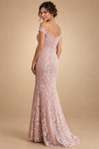 Sheath/Column Off Shoulder Chiffon Floor-Length Mother of the Bride & Groom Dresses with Lace Appliques (SHI22501551)