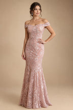 Sheath/Column Off Shoulder Chiffon Floor-Length Mother of the Bride & Groom Dresses with Lace Appliques (SHI22501551)