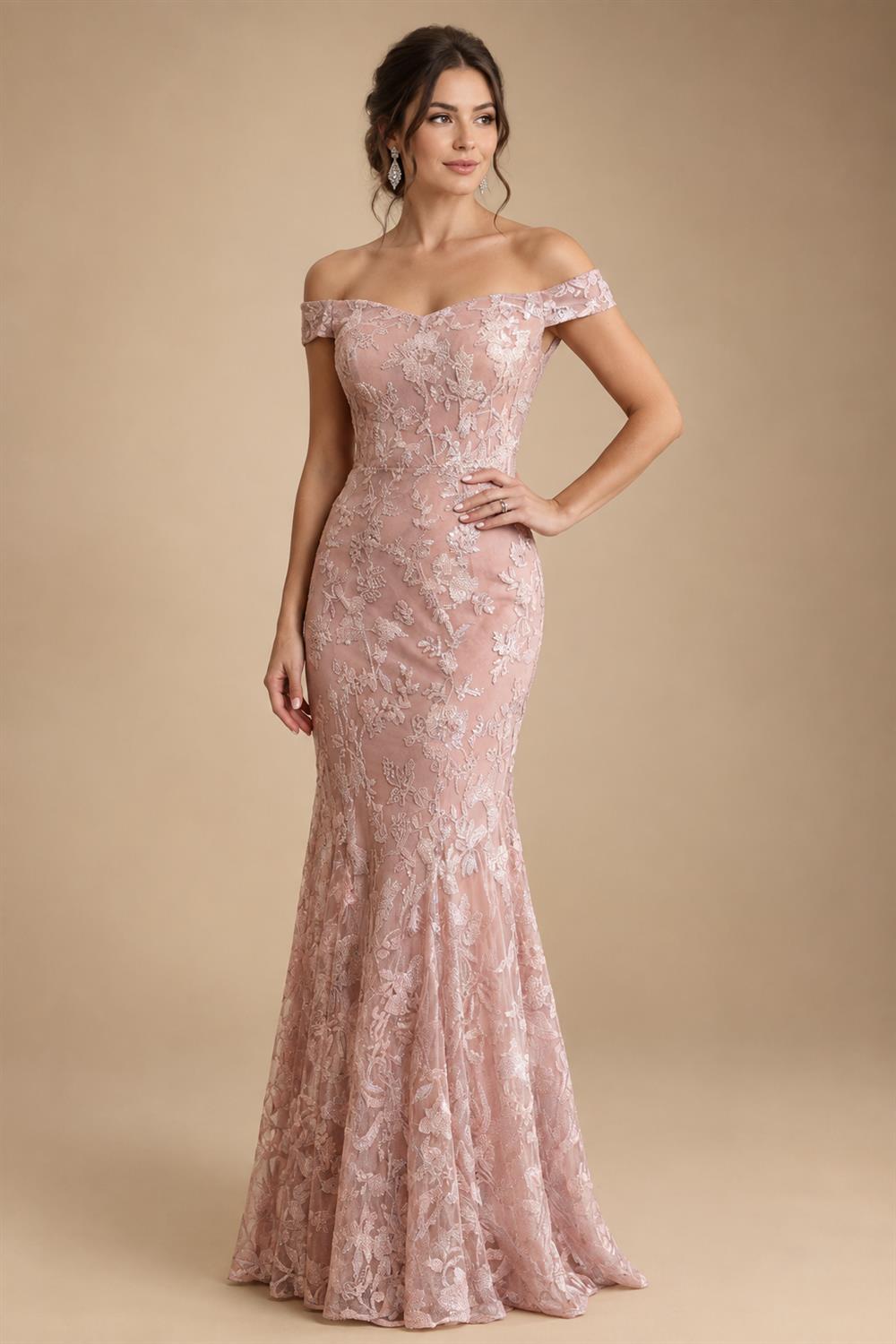 Sheath/Column Off Shoulder Chiffon Floor-Length Mother of the Bride & Groom Dresses with Lace Appliques (SHI22501551)