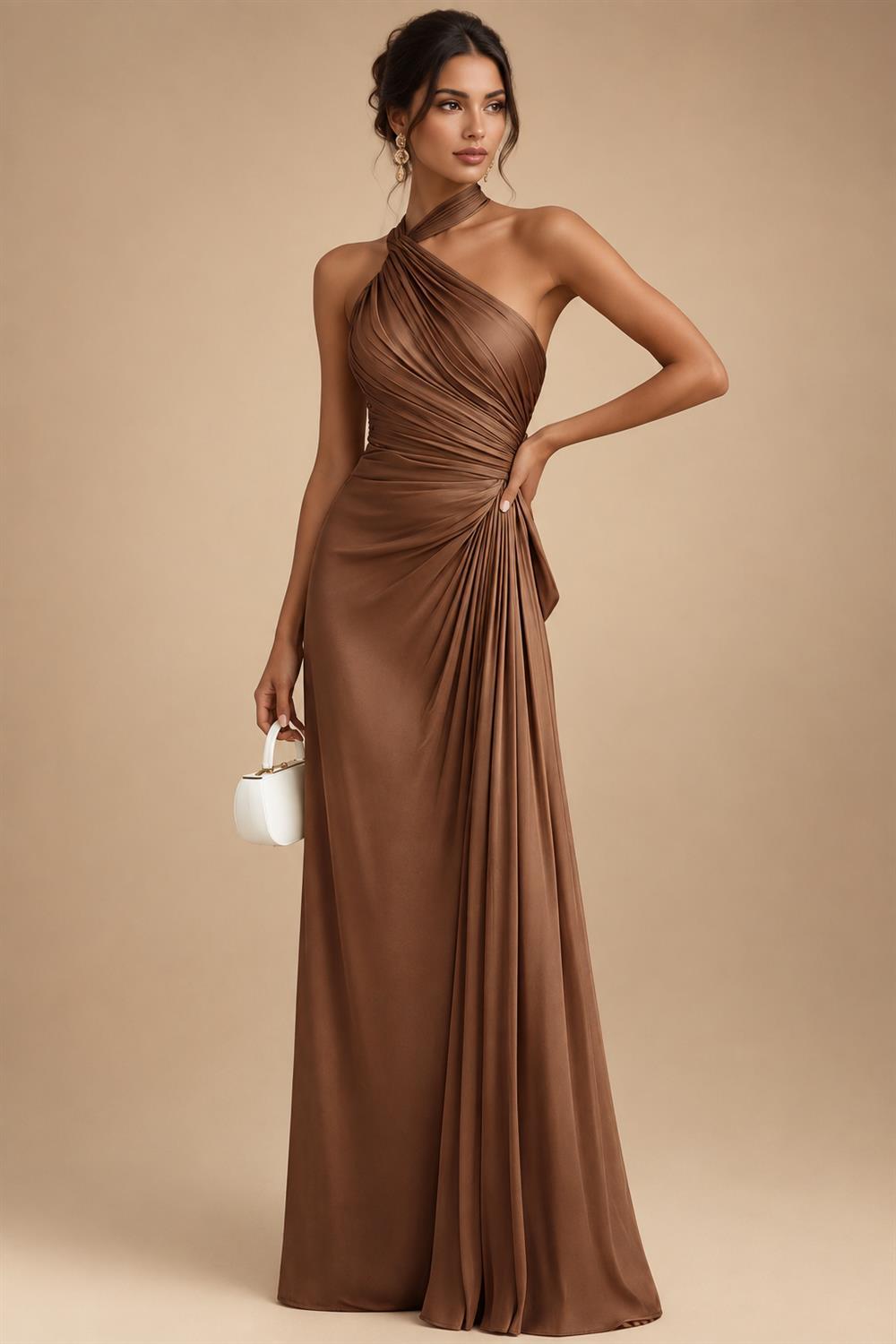 Cape Sleeve Floral Jacquard Satin Tea-Length Ruched Mother of the Bride Dresses 2 Piece (SHIA22500528)