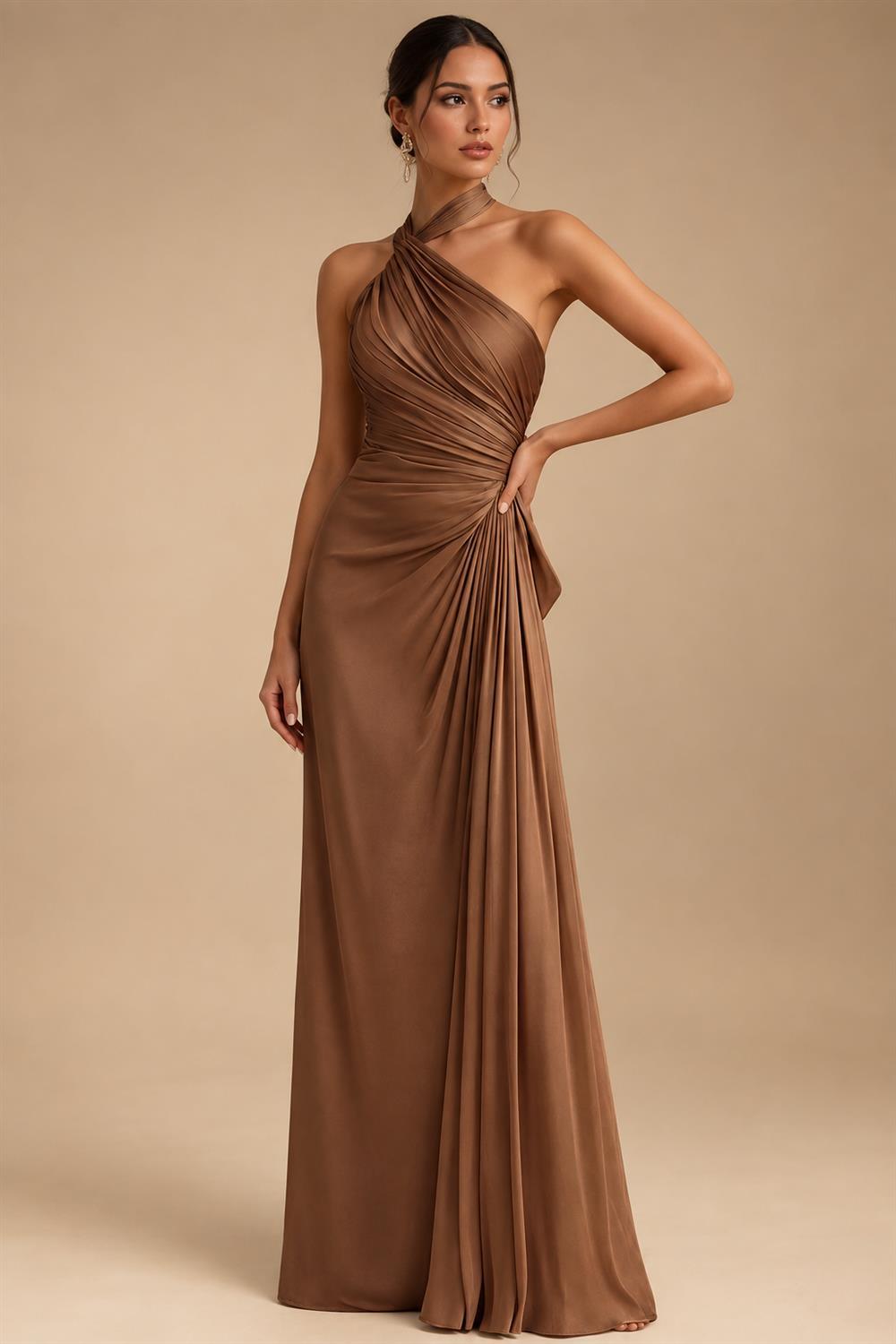 Floral Print A-Line/Princess Scoop Neck Tea-Length Mother of the Bride & Groom Dresses with Tiered Layers & Ruched Waist (SHI22501120)