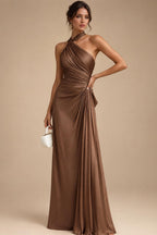 Sheath/Column Scoop Neck Satin Tea-Length Mother of the Bride & Groom Dresses with Ruched Waist & Rhinestones (SHI22501657)