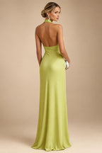 A-Line/Princess Scoop Neck Pleated Satin Evening Dresses with Sequins (SHI22500066)