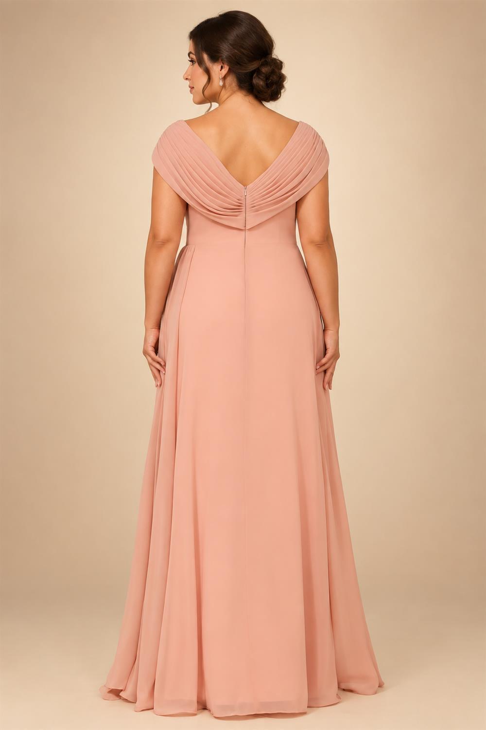 A-Line Chiffon Cape Sleeves Floor-Length Mother of the Bride & Groom Dresses with Ruched Waist (SHI22500705)