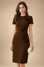 Satin Scoop Neck Mother of the Bride & Groom Dresses with 3D Flower (SHI22500338)