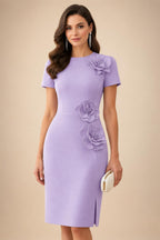 Satin Scoop Neck Mother of the Bride & Groom Dresses with 3D Flower (SHI22500338)
