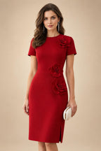 Satin Scoop Neck Mother of the Bride & Groom Dresses with 3D Flower (SHI22500338)