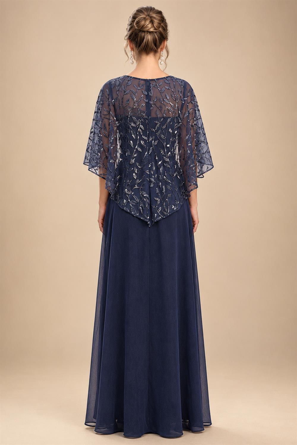Chiffon A-Line/Princess Scoop Neck Floor-Length Mother of the Bride & Groom Dresses with Tiered Layers (SHI22501536)