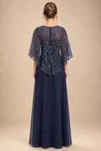 Chiffon A-Line/Princess Scoop Neck Floor-Length Mother of the Bride & Groom Dresses with Tiered Layers (SHI22501536)