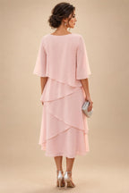 Chiffon A-Line/Princess Scoop Neck Floor-Length Mother of the Bride & Groom Dresses with Tiered Layers (SHI22501536)