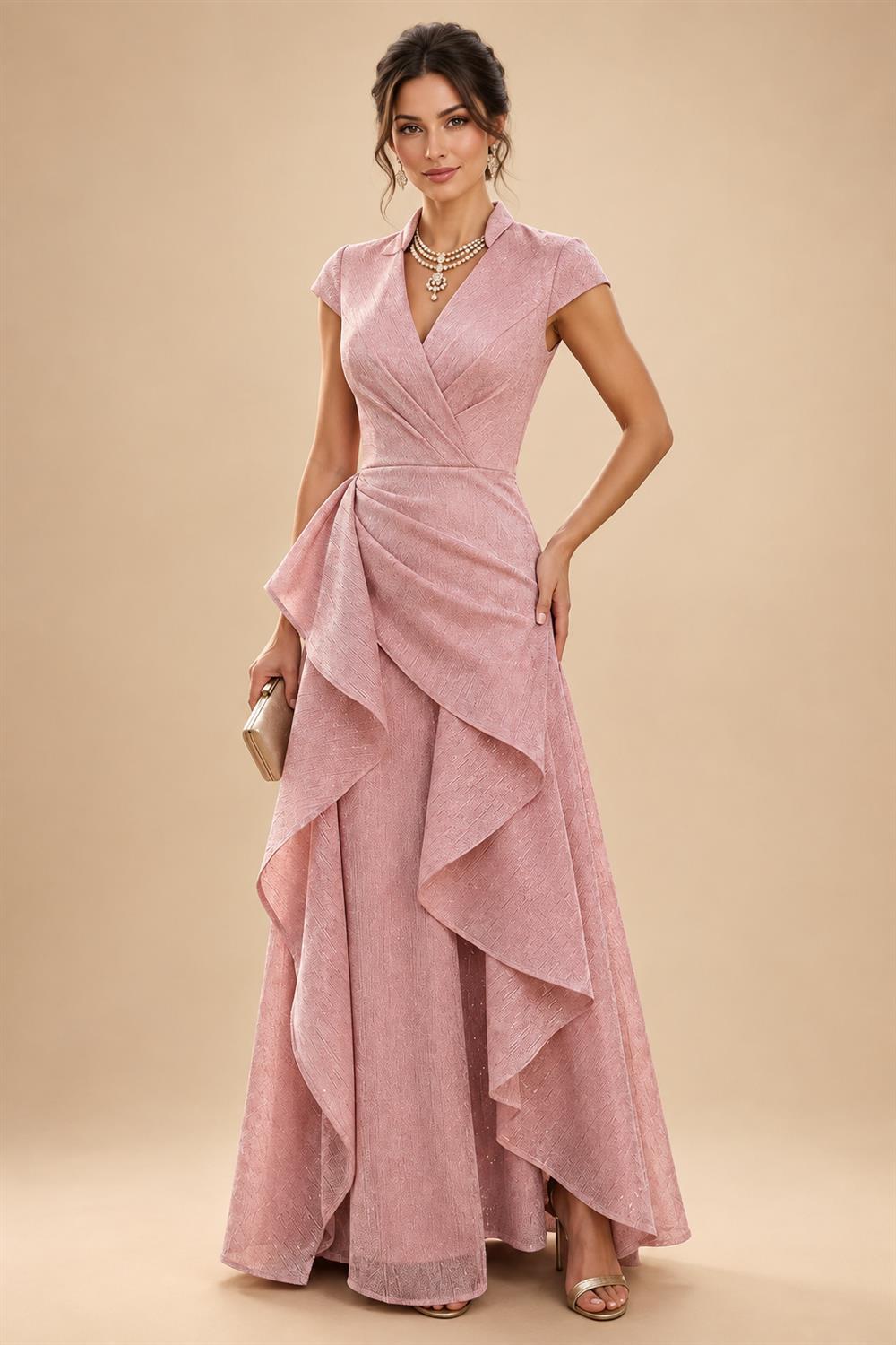 A-Line/Princess Scoop Neck Pleated Satin Evening Dresses with Sequins (SHI22500066)