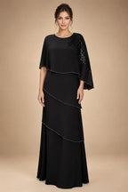 Chiffon A-Line/Princess Scoop Neck Floor-Length Mother of the Bride & Groom Dresses with Tiered Layers (SHI22501536)