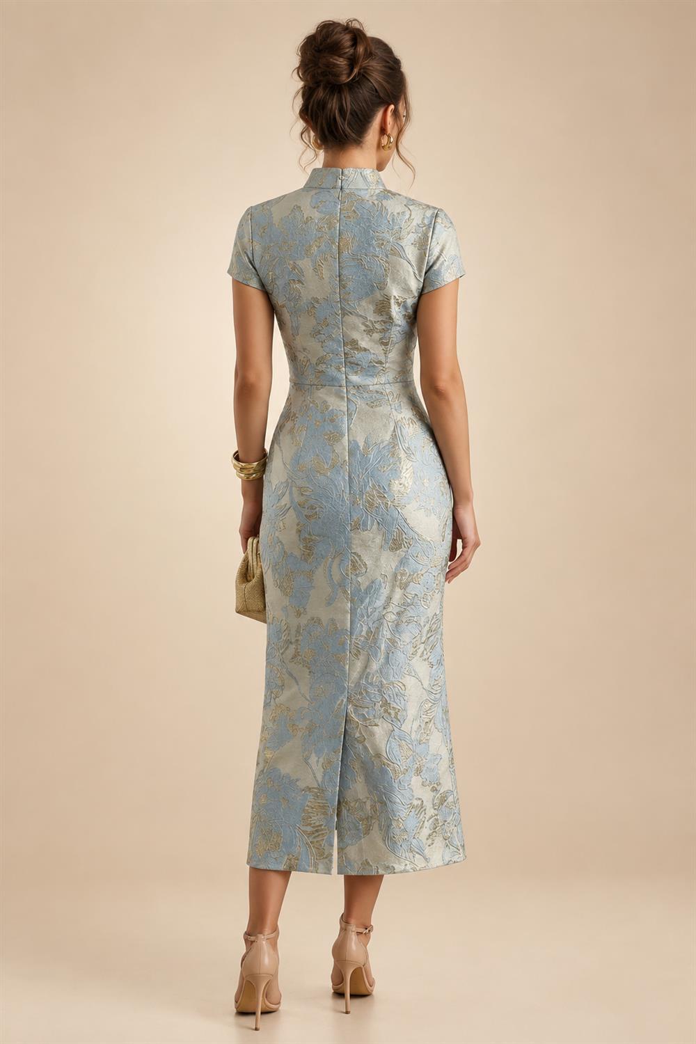A-Line Chiffon Cape Sleeves Floor-Length Mother of the Bride & Groom Dresses with Ruched Waist (SHI22500705)