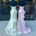 Strapless Floral Printed Mermaid Prom Dress With Split