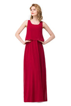 Vestidos de Dama de Honra em Chiffon Quadrados, Comprimento até ao Chão, Corte em Linha A