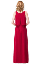 Vestidos de Dama de Honra em Chiffon Quadrados, Comprimento até ao Chão, Corte em Linha A