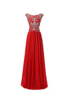 Bodenlanges Brautjungfernkleid mit Kappenärmeln aus Chiffon, Ballkleid für den Abend PG317