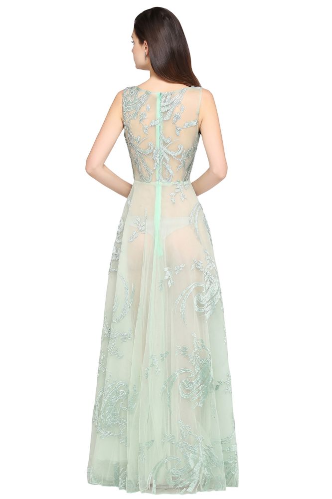 Vestidos de fiesta sexys verdes hasta el suelo