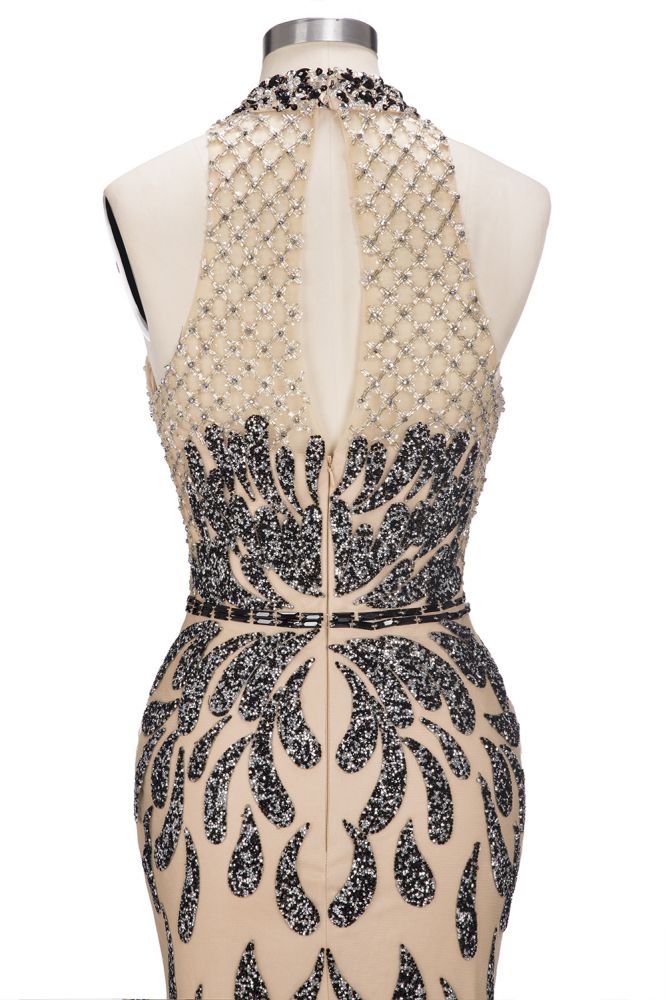 Robes de bal longues sirène à col licou avec motifs pailletés