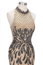 Robes de bal longues sirène à col licou avec motifs pailletés