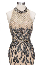 Robes de bal longues sirène à col licou avec motifs pailletés