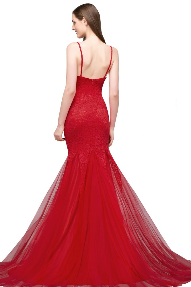 Robes de bal longues jusqu'au sol, coupe sirène, encolure illusion, sans manches, en tulle et dentelle